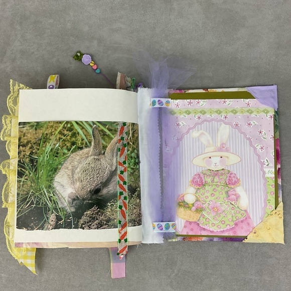 Handmade bunny Easter junk journal (semi bare style) with lots vintage ephemera - Picture 11 of 16